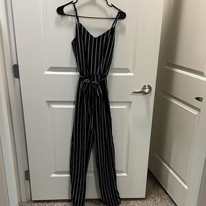 Black and White Striped Jumpsuit